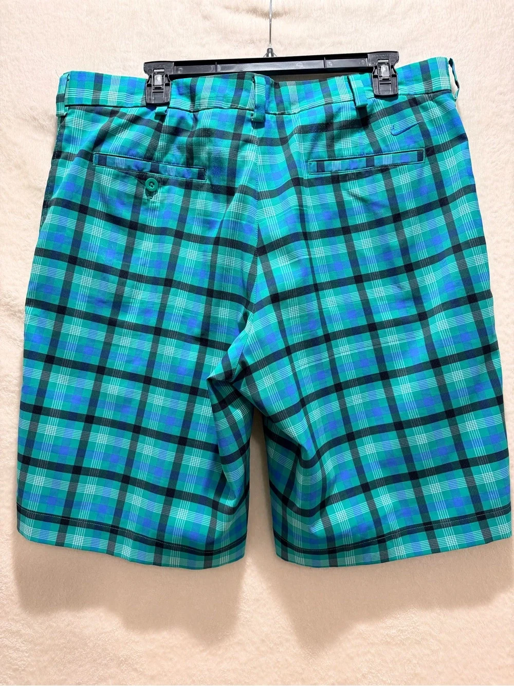 Nike Dri-FIT Hybrid Plaid Golf Shorts Performance Teal Multi Color 36
